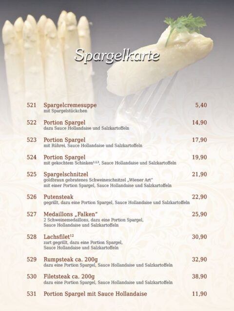 Speisekarte – Restaurant Zum Falken